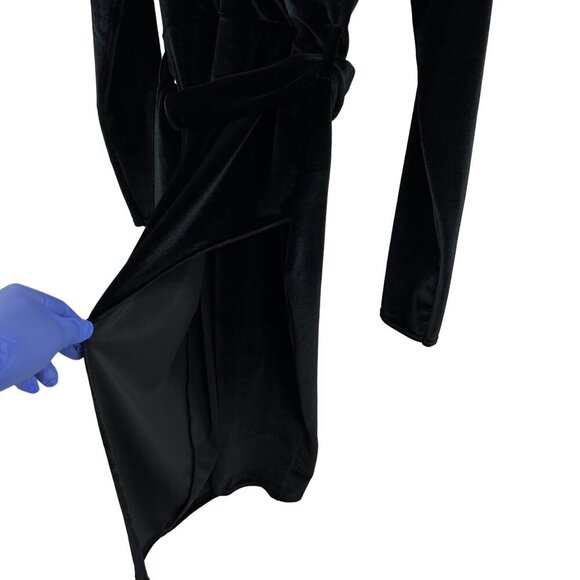 NWT Nasty Gal Black Velvet Long Sleeve Wrap Dress 8 Chic Witchy Business Career - Picture 9 of 16